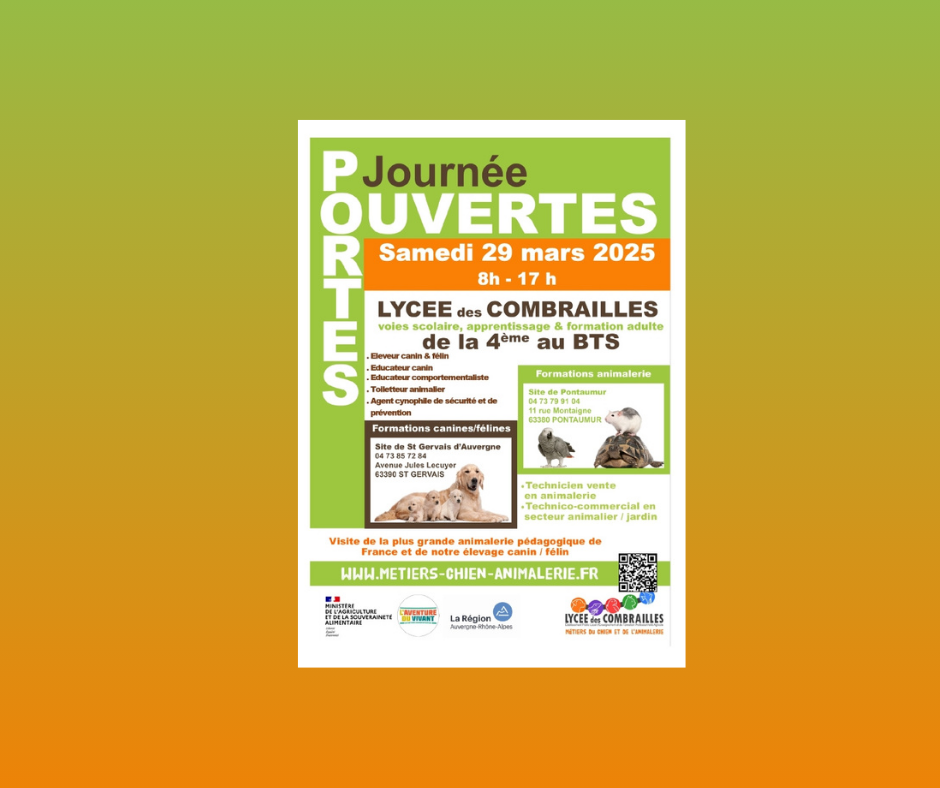 Journée Portes Ouvertes 29 mars 2025, formations canines, félines animalières